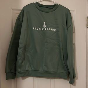 SHEIN MOOSTA Christmas Tree & Slogan Graphic Drop Shoulder Lined Pullover